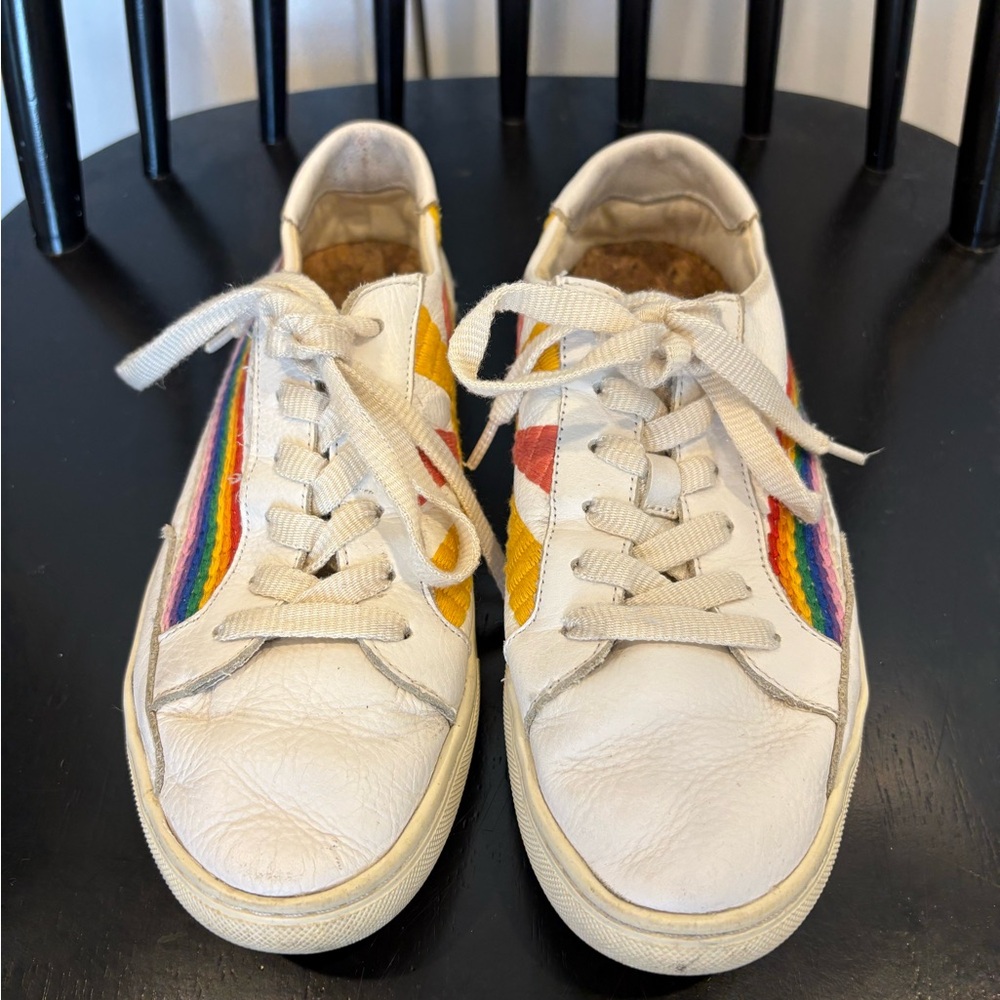 Soludos Ibiza Leather Sneakers with Colorful knit design